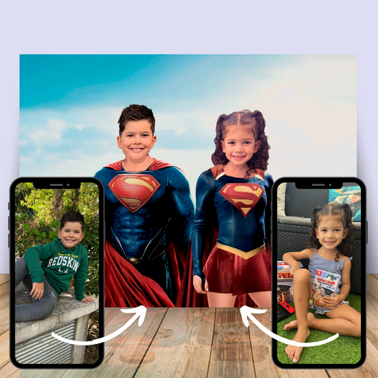 Die Superhelden (inspiriert von Superman und Superwoman) für eine oder zwei Personen